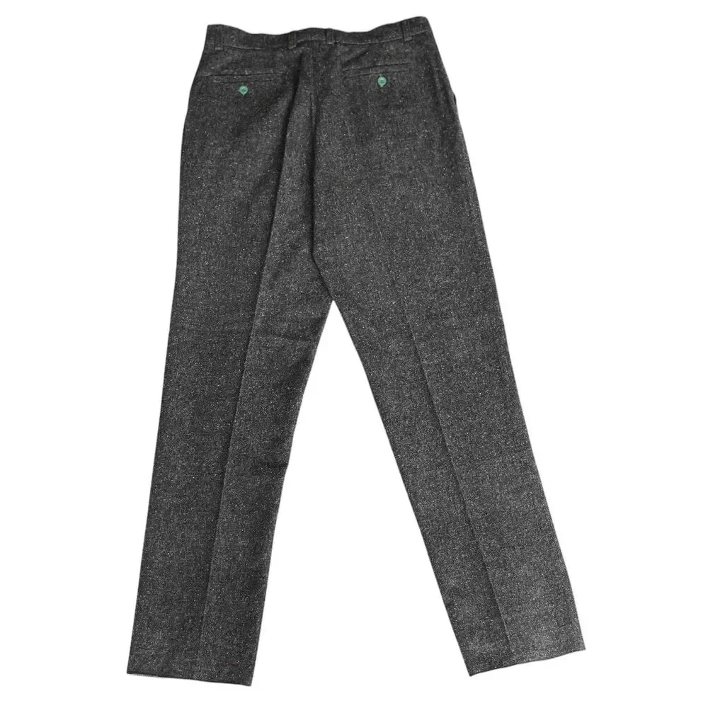 Mens 32 Gray Donegal Cotton Dress Pants Straight Fit Flat Front Trousers NWT